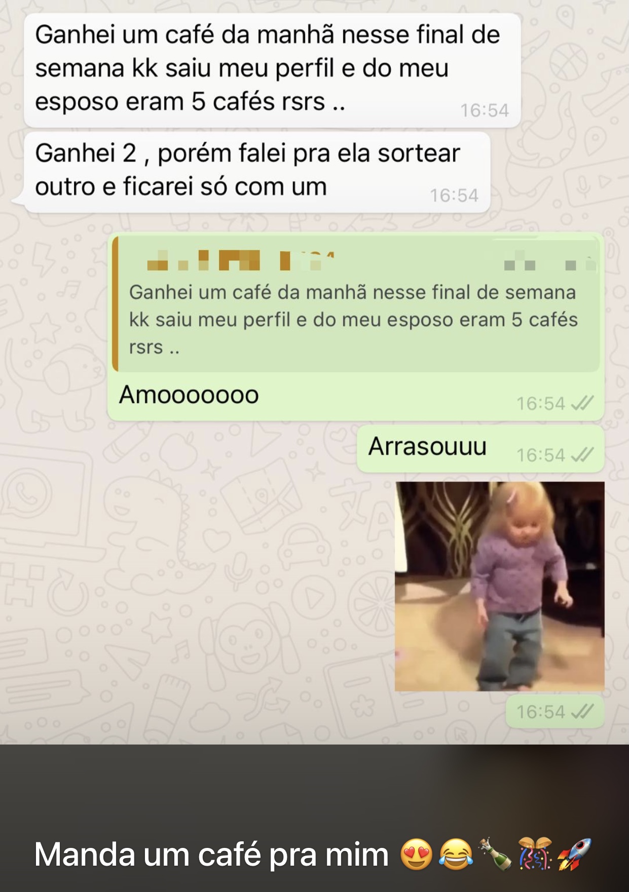 Manda um café pra cá kkkkkk
Parabéns Arrasouuuuuu
Sortuda !!!